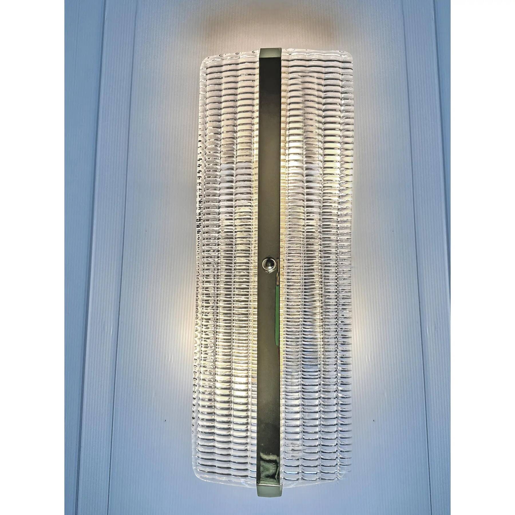 Modern Rectangular Murano Glass Wall Sconce Set with Chrome Finish