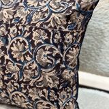 Indian cotton block print cushion with “flower” pattern - indigo blue