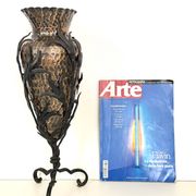 Copper Vase with Wrought Iron Snake and Leaves attr. to Alessandro Mazzucot