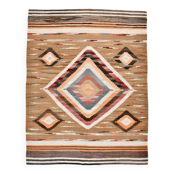 Brown & Cream Persian Kilim Rug, 260x341Cm