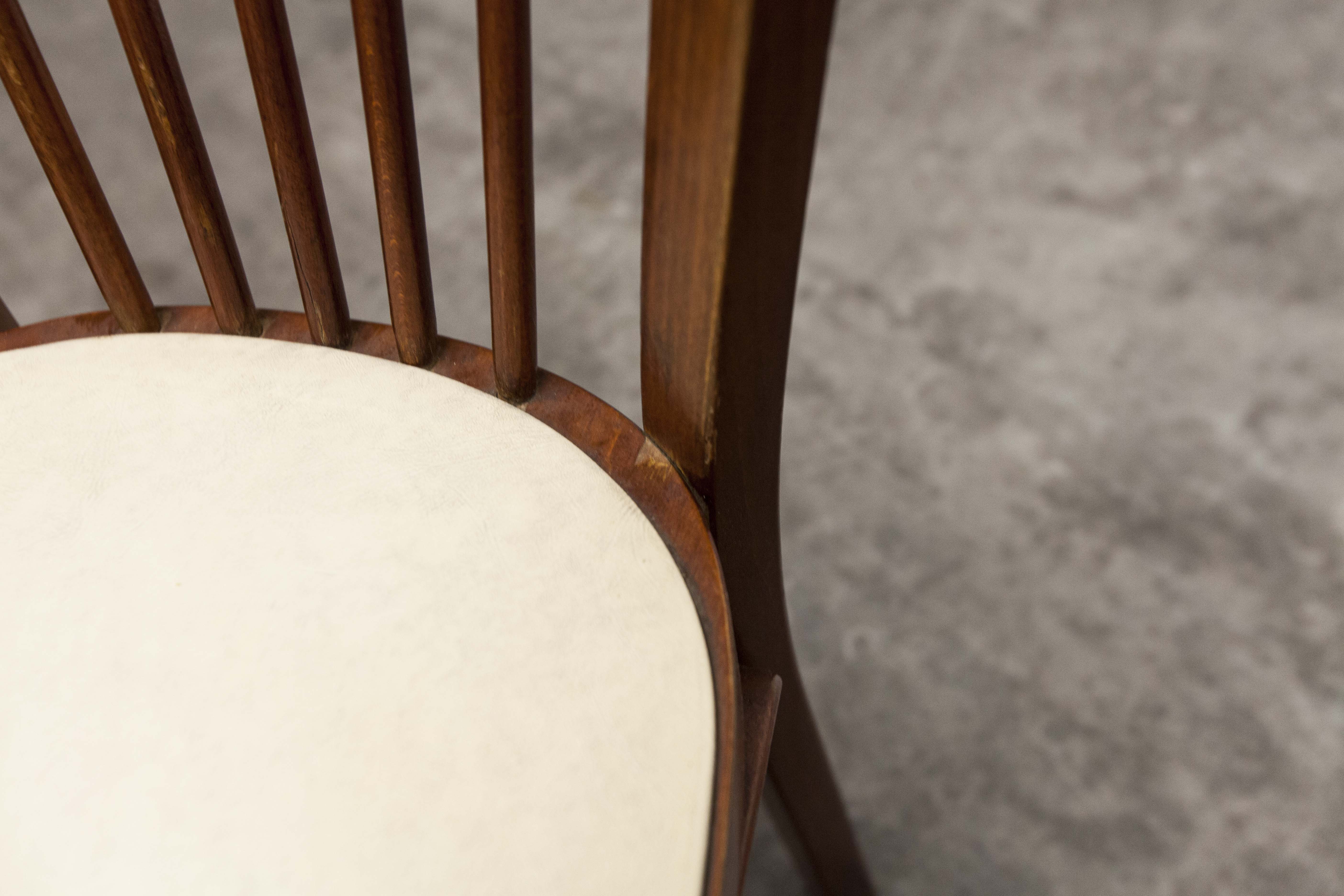 Baumann chair 153 in dark wood and white skai