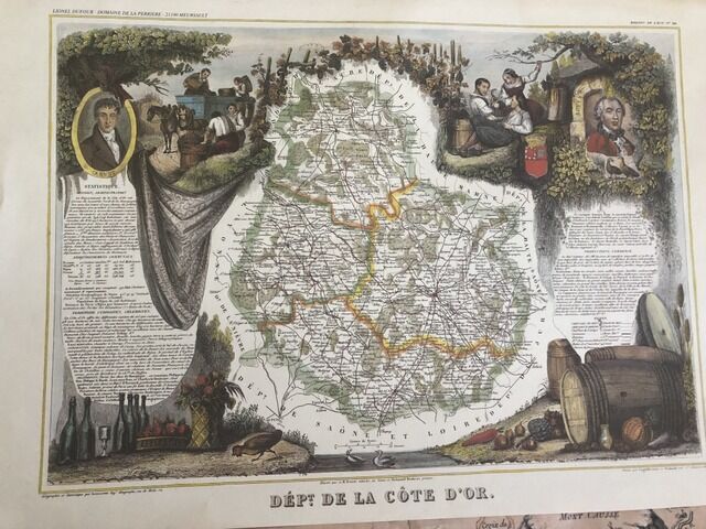 Old map of the Cévennes and GOLD Côtes d'Or