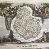 Old map of the Cévennes and GOLD Côtes d'Or