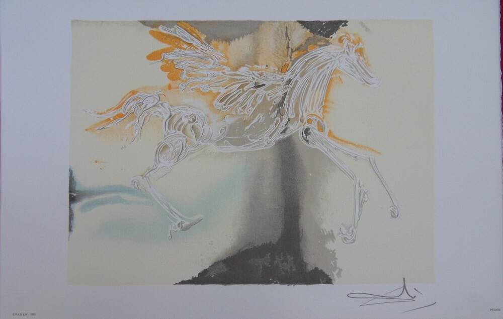 Salvador Dali: Horses, Pegasus - Signed lithograph