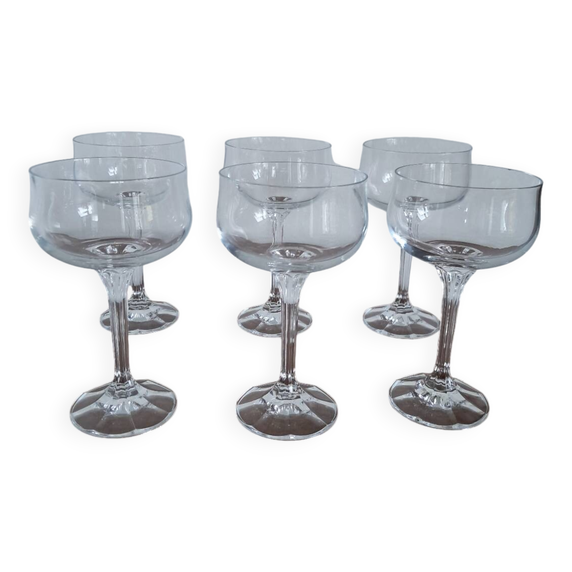 6 Diana Bohemian Crystal Champagne Glasses