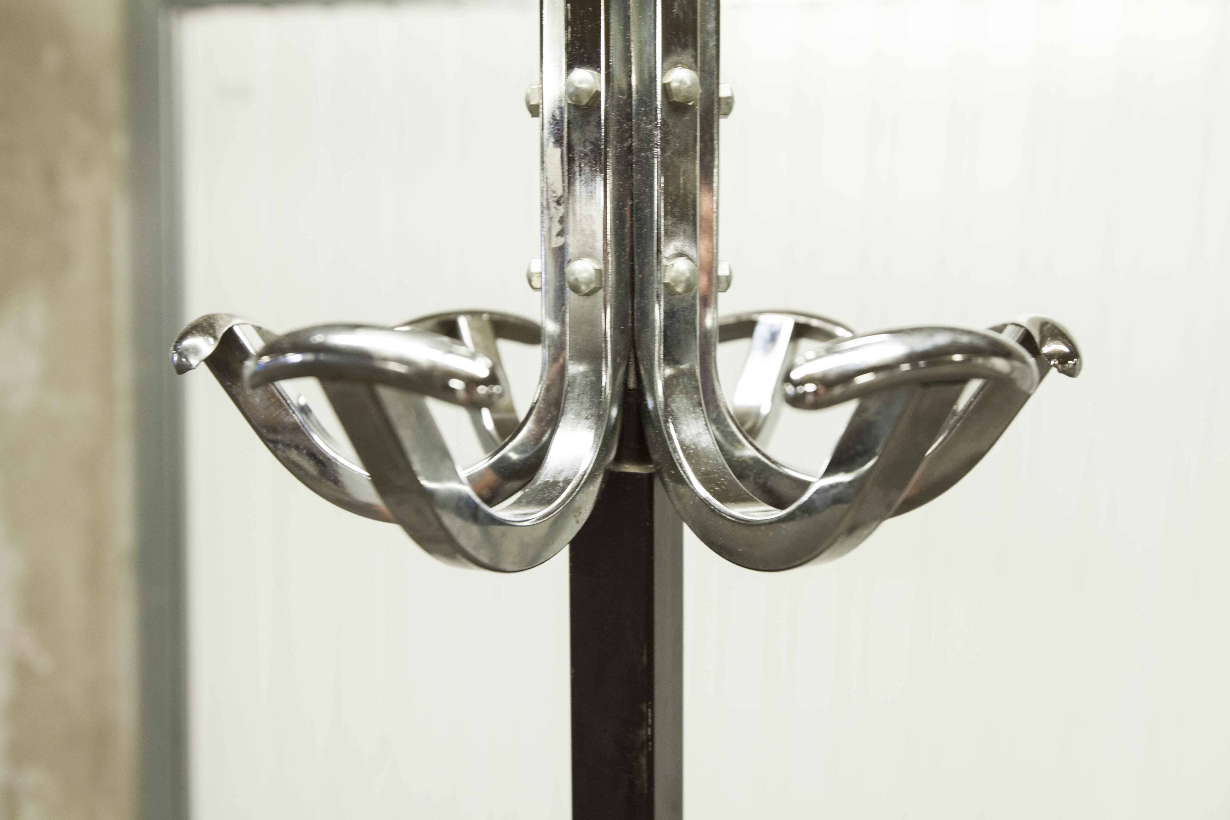 1960s industrial parrot coat rack chrome