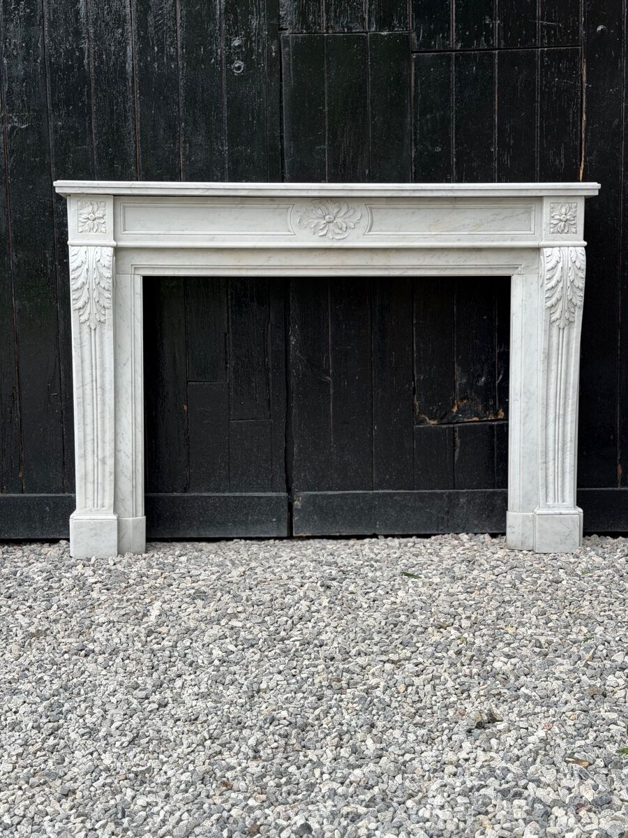 Louis XVI style Carrara marble fireplace circa 1880
