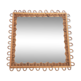 Vintage Italian rattan mirror 1950