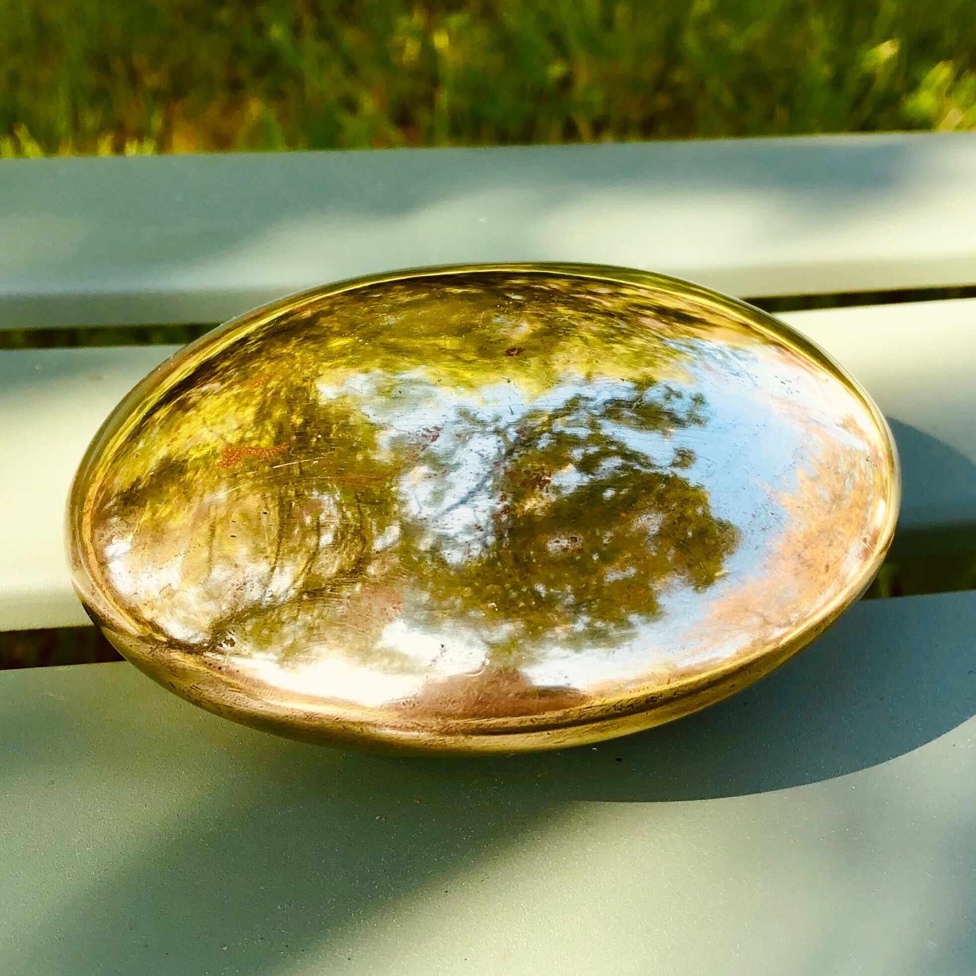 Brass pebble ashtray