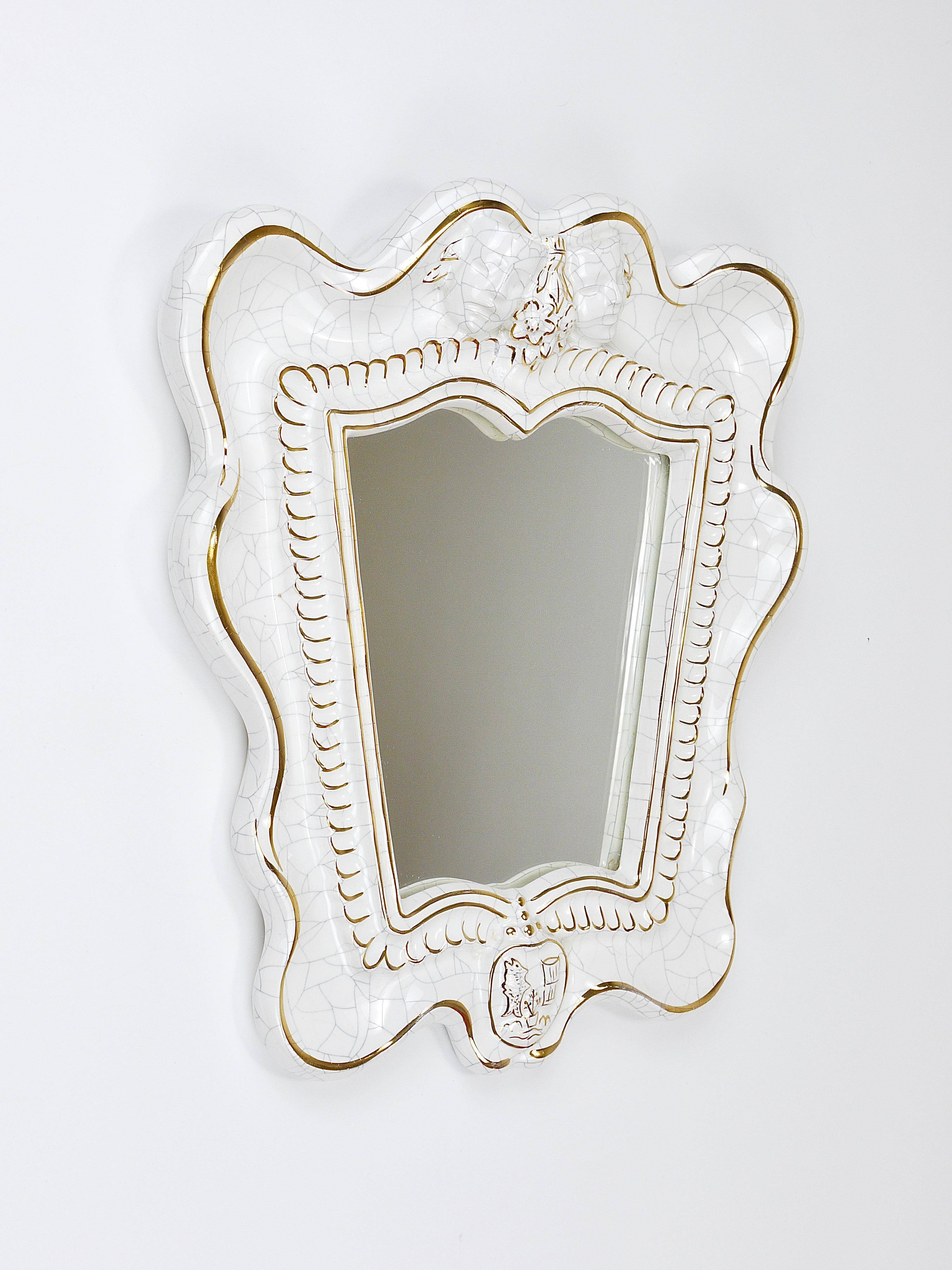 Art Deco Wall Mirror Theatre in Terracotta by Gmundner Keramik, Austria, 1930s