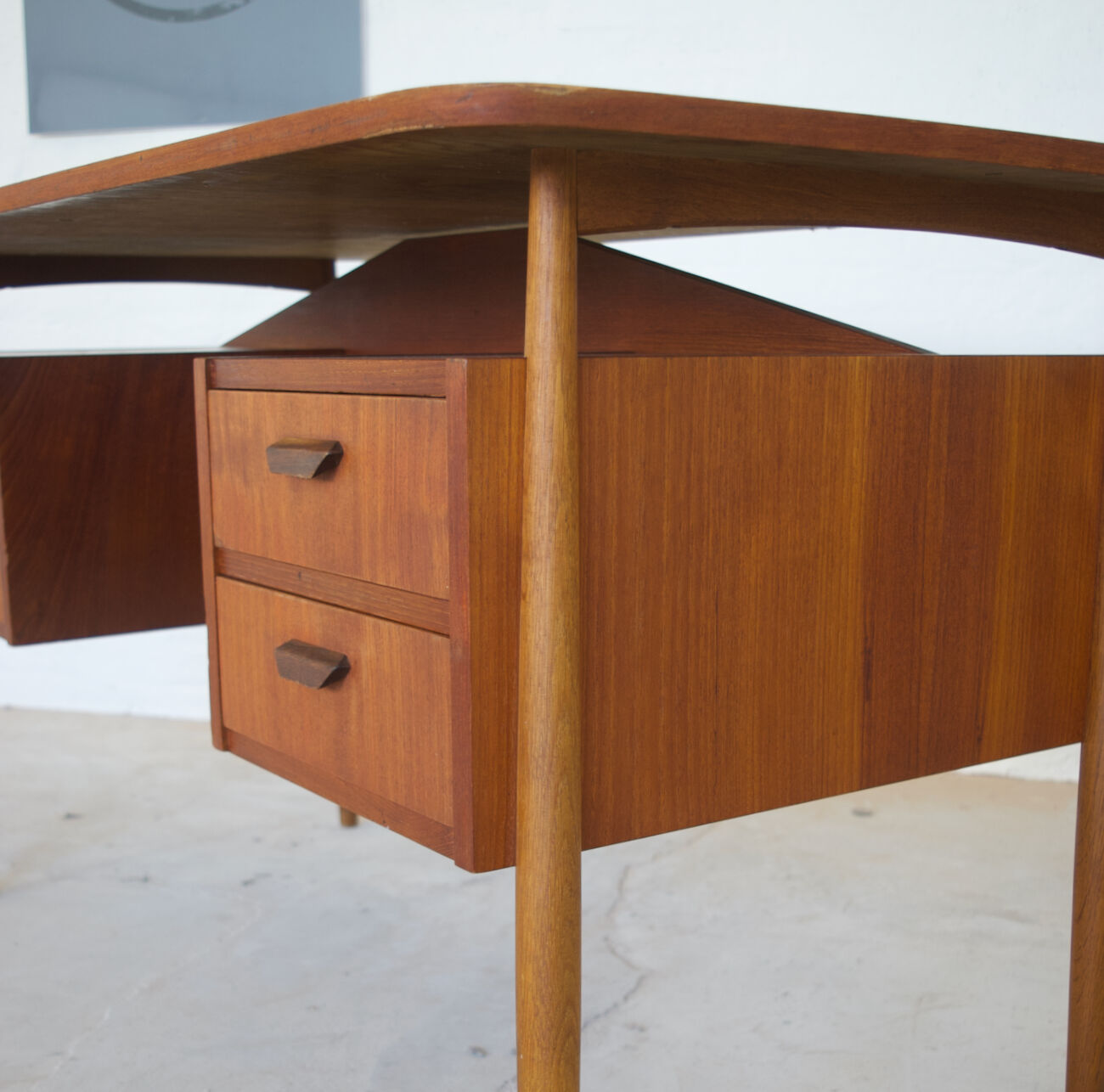 Teak desk by gunner nielsen for tibergaard, 1960