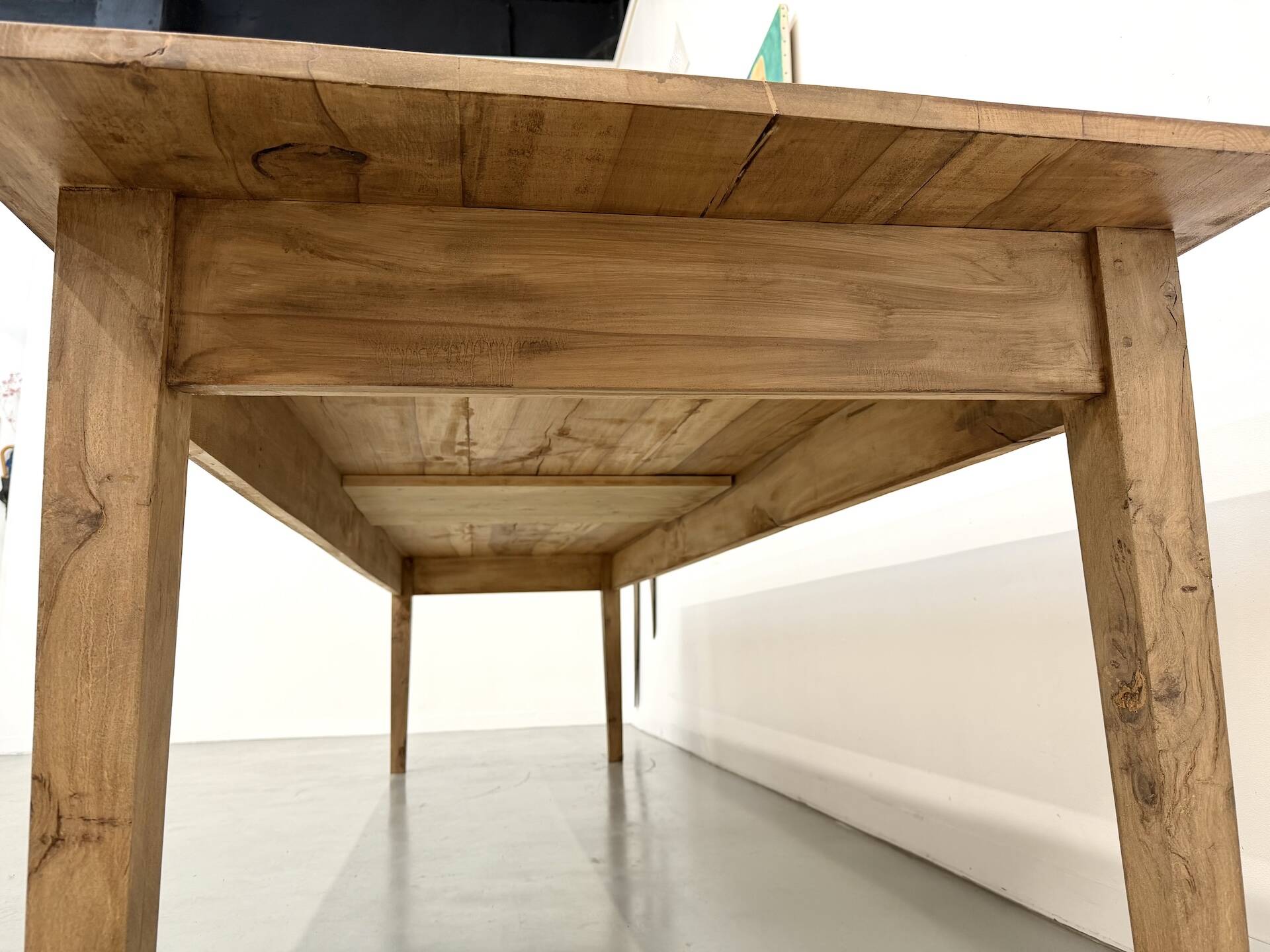 XXL solid walnut table with tapered legs