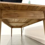 XXL solid walnut table with tapered legs