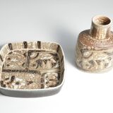 Scandinavian Modern Plate and Vase, ceramic, "Baca", Fajance, by Nils Thorsson f