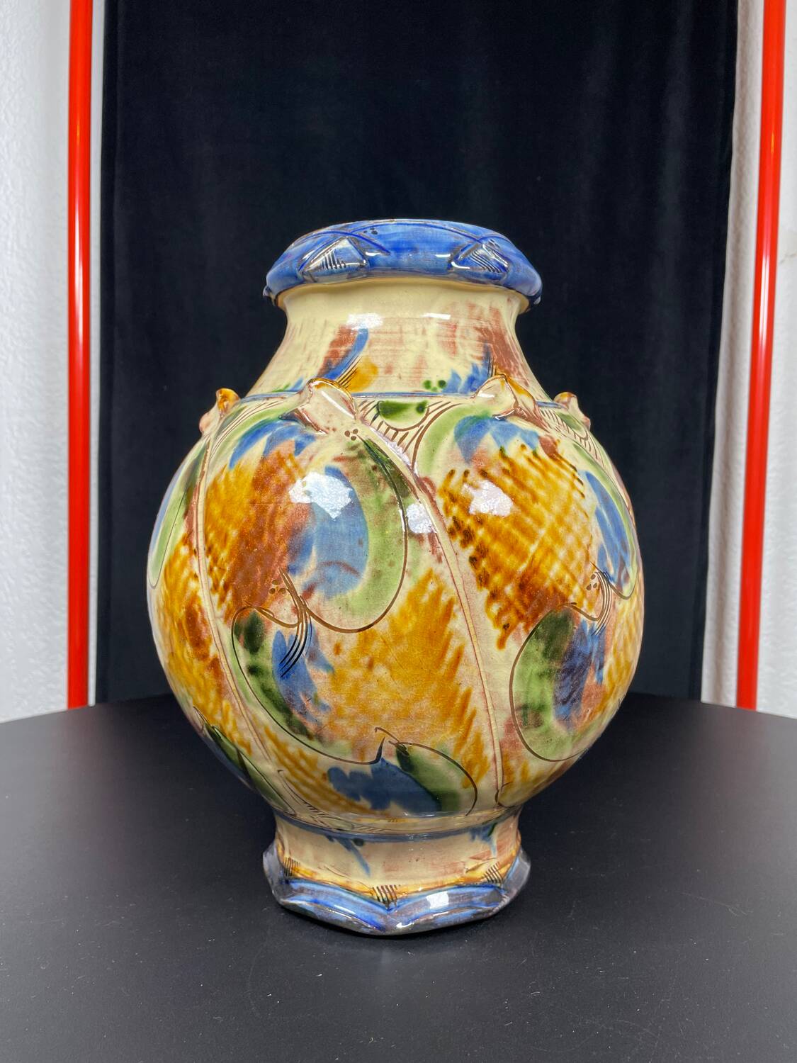 Large signed colorful vase