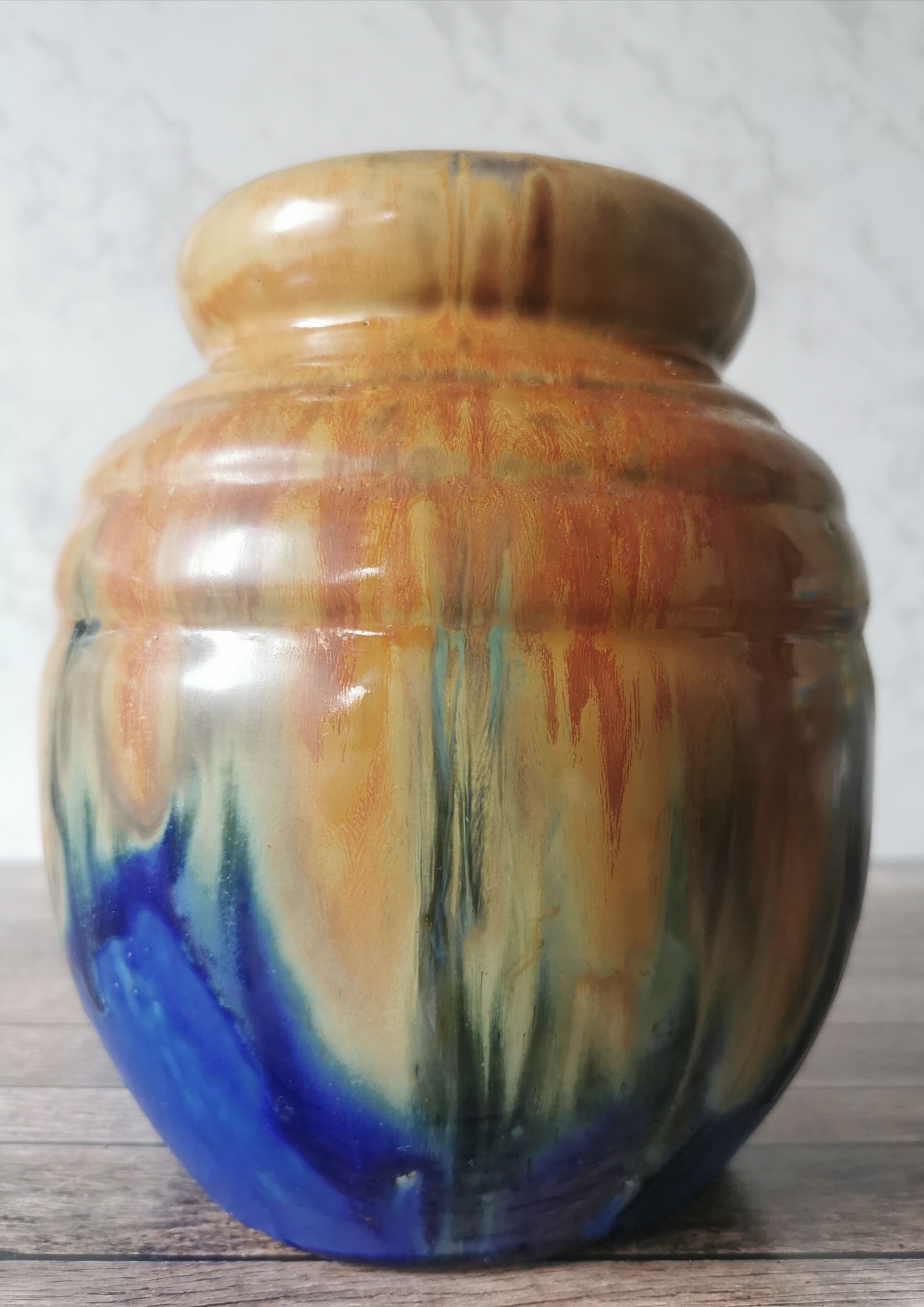 Enamelled sandstone vase G. Metenier
