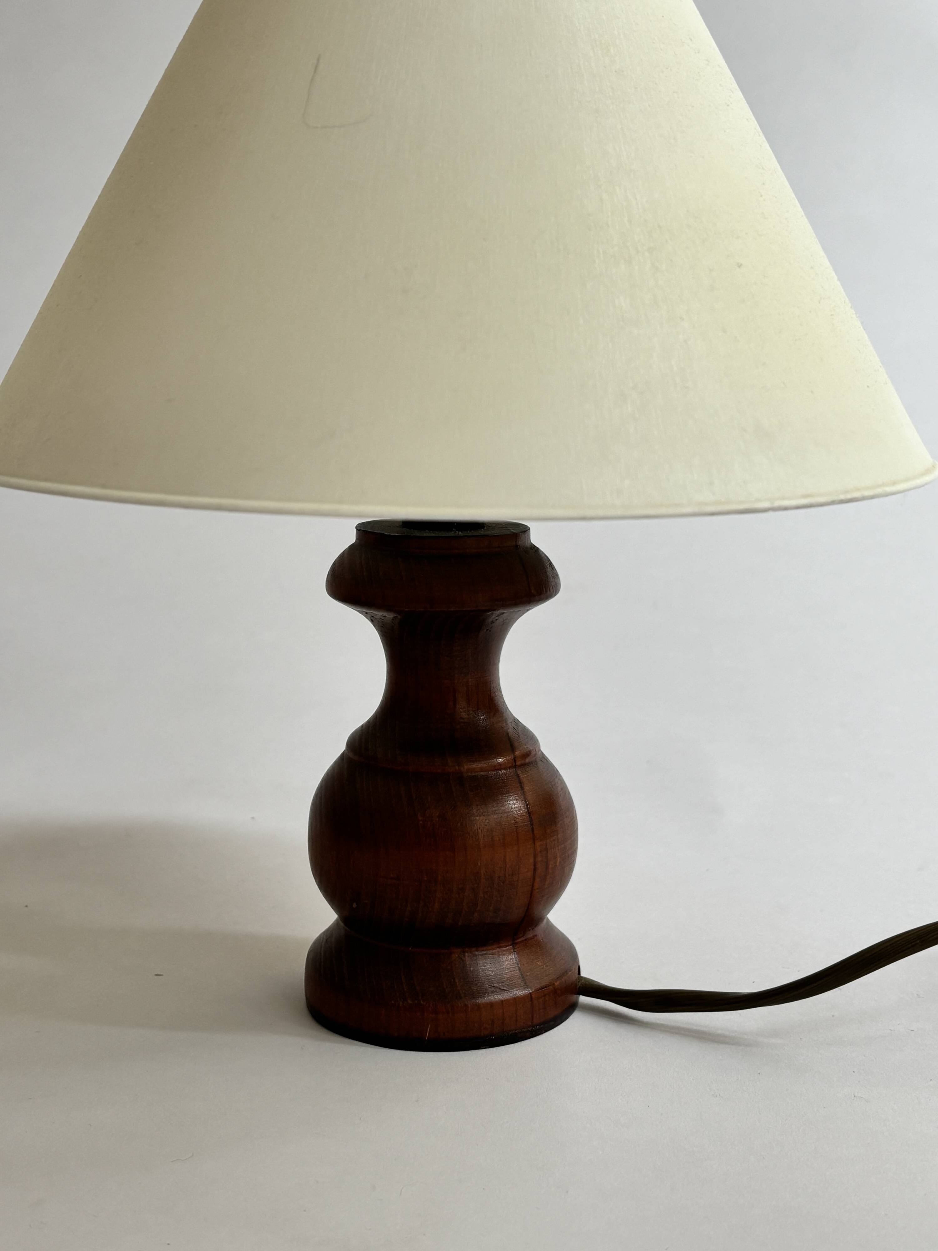 Paire de lampes en bois tourné vintage