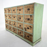 Vintage industrial wooden cabinet with original handels, 1930's