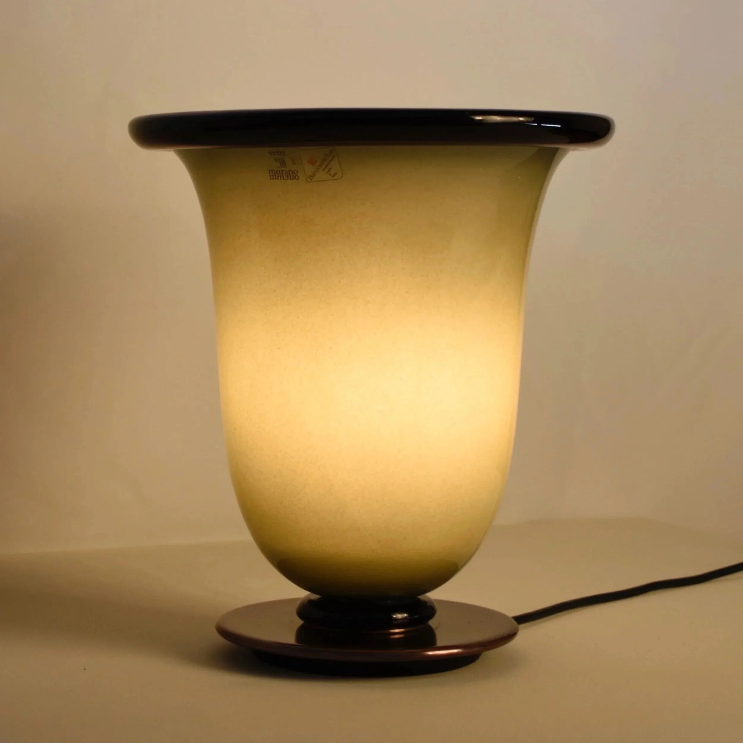 Green and black Murano glass table lamp by Barovier e Toso