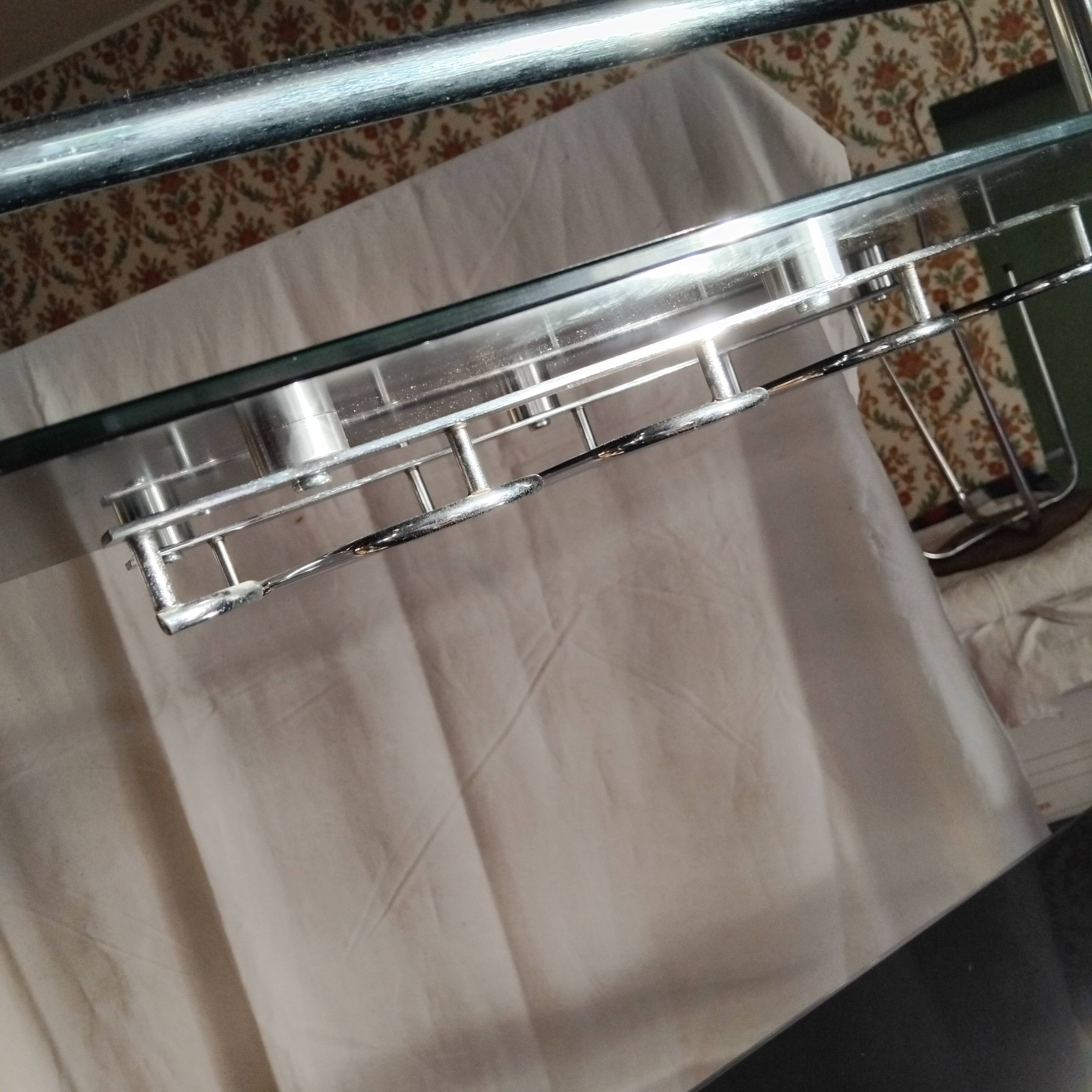 Bar set, tempered glass shelf and 2 stools