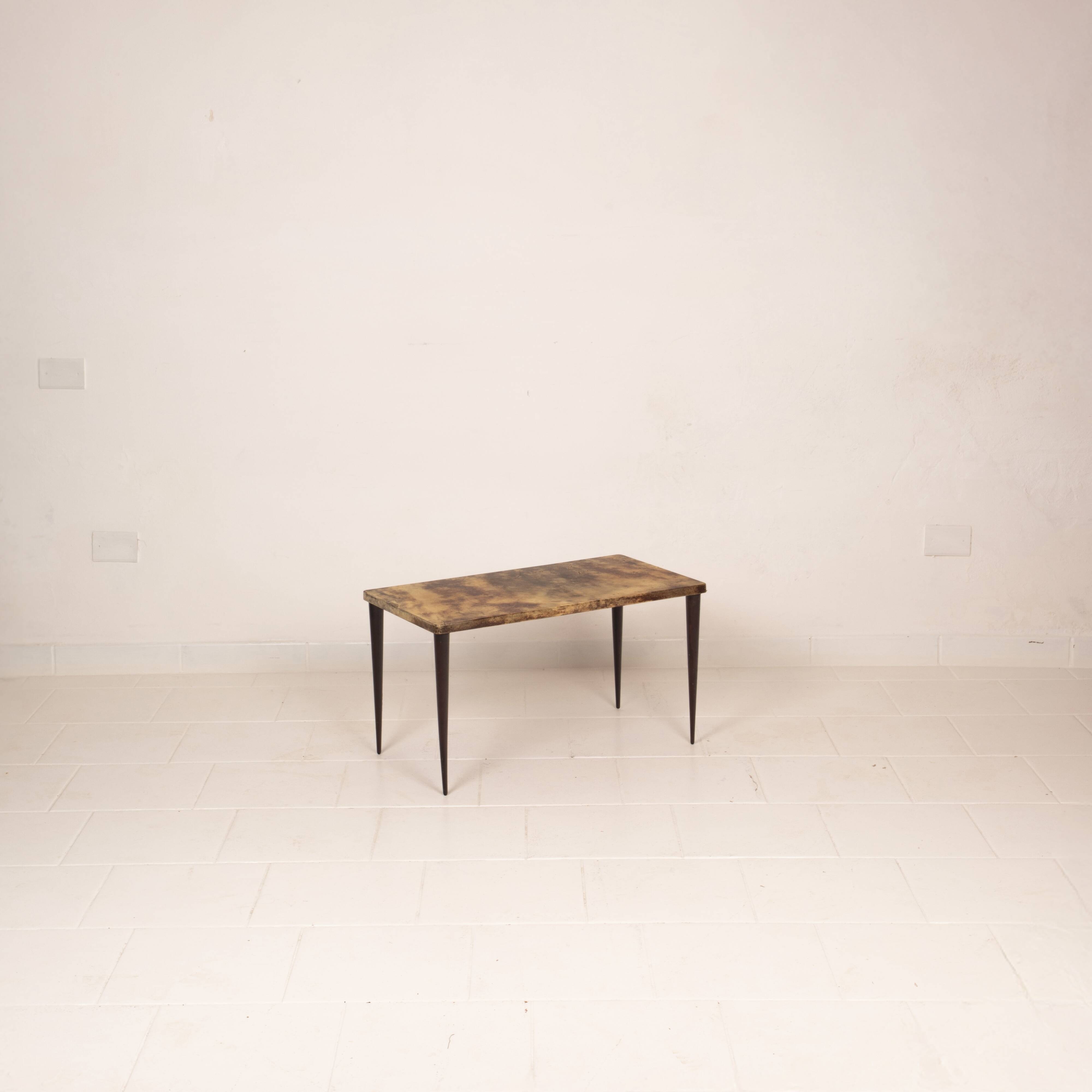 Rectangular parchment low coffee table by Aldo Tura 1950