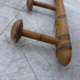 Rustic wooden coat rack turned in imitation of bamboo 1900 4 hooks