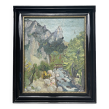 Paysage à l’huile post-impressionniste signé F. Gill