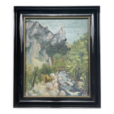 Paysage à l’huile post-impressionniste signé F. Gill