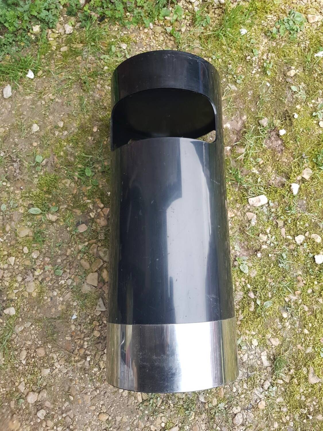 Umbrella holder trash can kartell 4610-50 design gino colombini black & stainless steel #a658