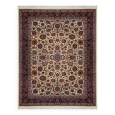 Oriental carpet mashad iran in wool and silk – signed "saber" 210 x 300 cm