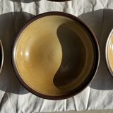Set of 8 brown-rimmed stoneware deep plates Atelier Saint Simon D19.5