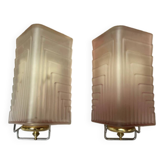 Pair of art deco glass sconces