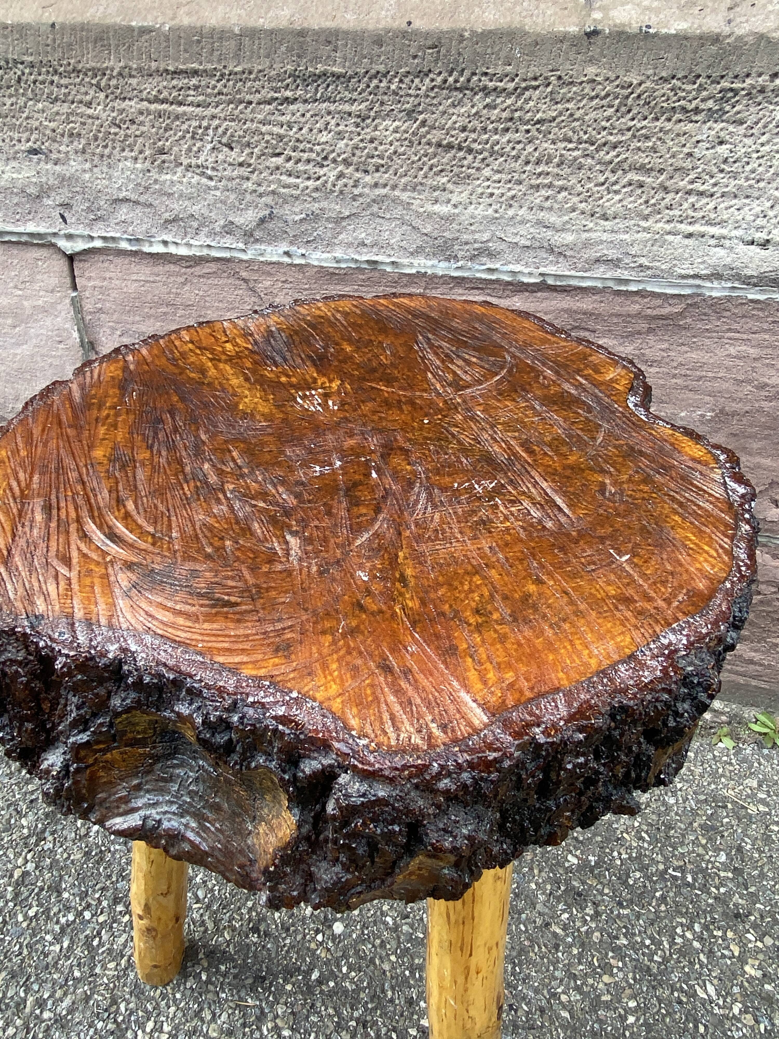 Rustic farm stool 1960 brutalist vintage wood