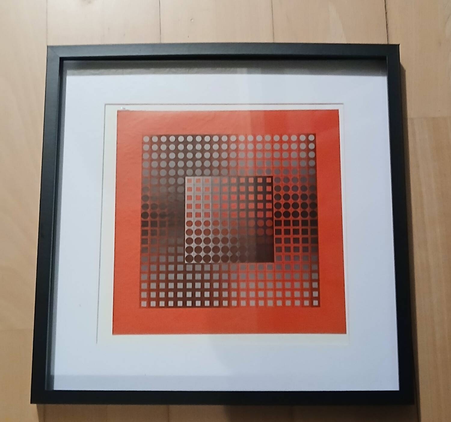 Tableau Op Art Victor Vasarely - Vintage Screen Print from the 70s Framed