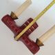 Pair of double art deco sconces in bordeaux and gold ceramics