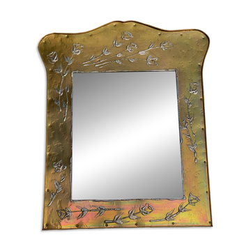 Chinese mirror in gilded brass inspired by Jean Goardère.