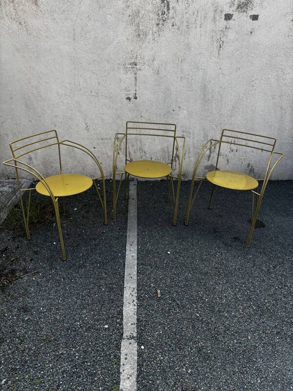 3 chaises « lune d'argent » par Pascal Mourgue pour Fermob, 1985