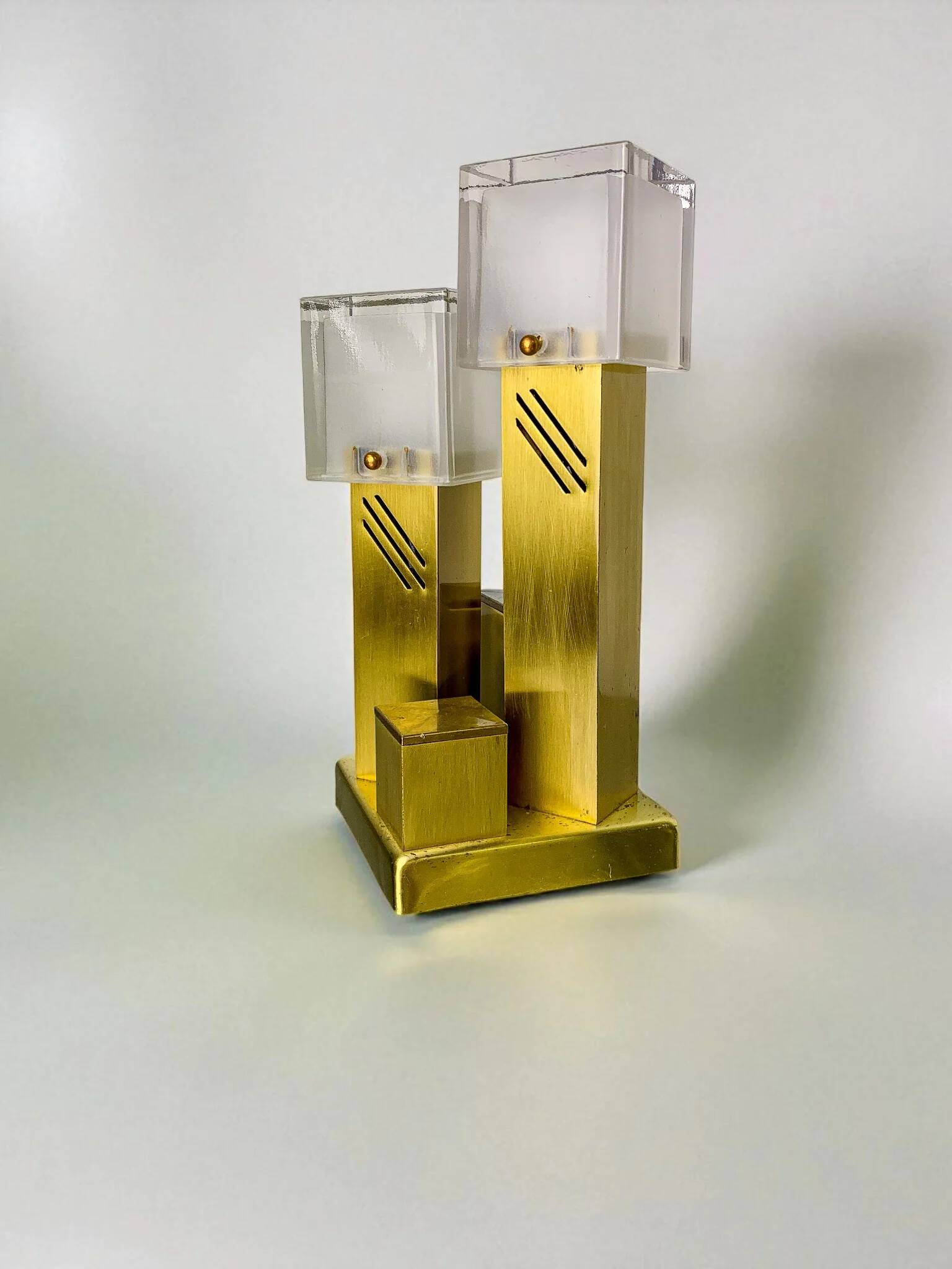 Cubic Murano glass table lamp by Gaetano Sciolari, Italy 1970s