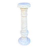 Colonne décorative en albâtre – Sellette sculpturale vintage