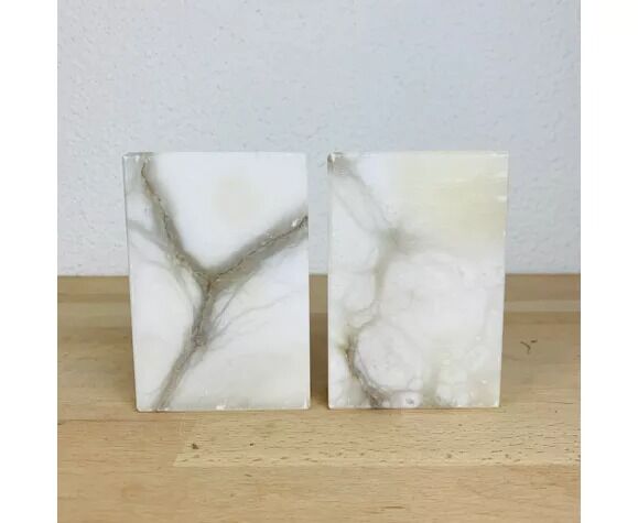 Pair of greenhouse books alabaster white marble