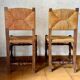 Lot de 4 Chaises en jonc et Bois