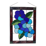 Panneau Vitrail Artisanal à Motif Floral – Verre Coloré, Technique Tiffany