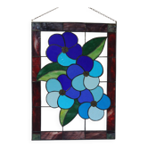 Panneau Vitrail Artisanal à Motif Floral – Verre Coloré, Technique Tiffany