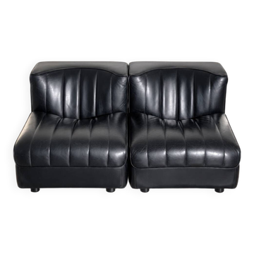 Canapé modulable cuir noir '9000' de Tito Agnoli