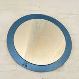 Blue glass wall mirror, Italian, circa 1960s-1970s.