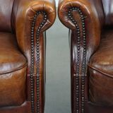 Set of 2 sheepskin leather armchairs