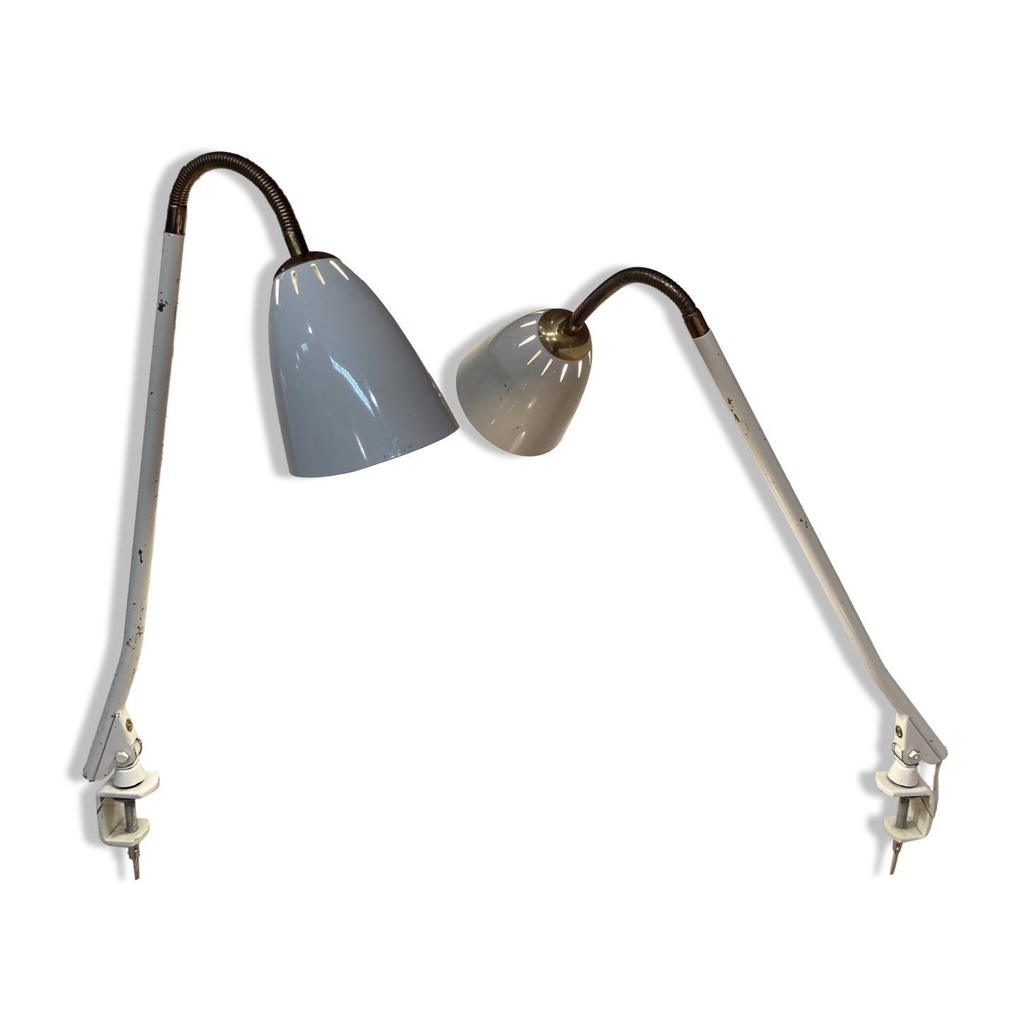 Paire de grandes lampes modulables "design industriel 1950".