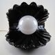 Vintage shell table lamp in black enamel ceramics design seventies 1970