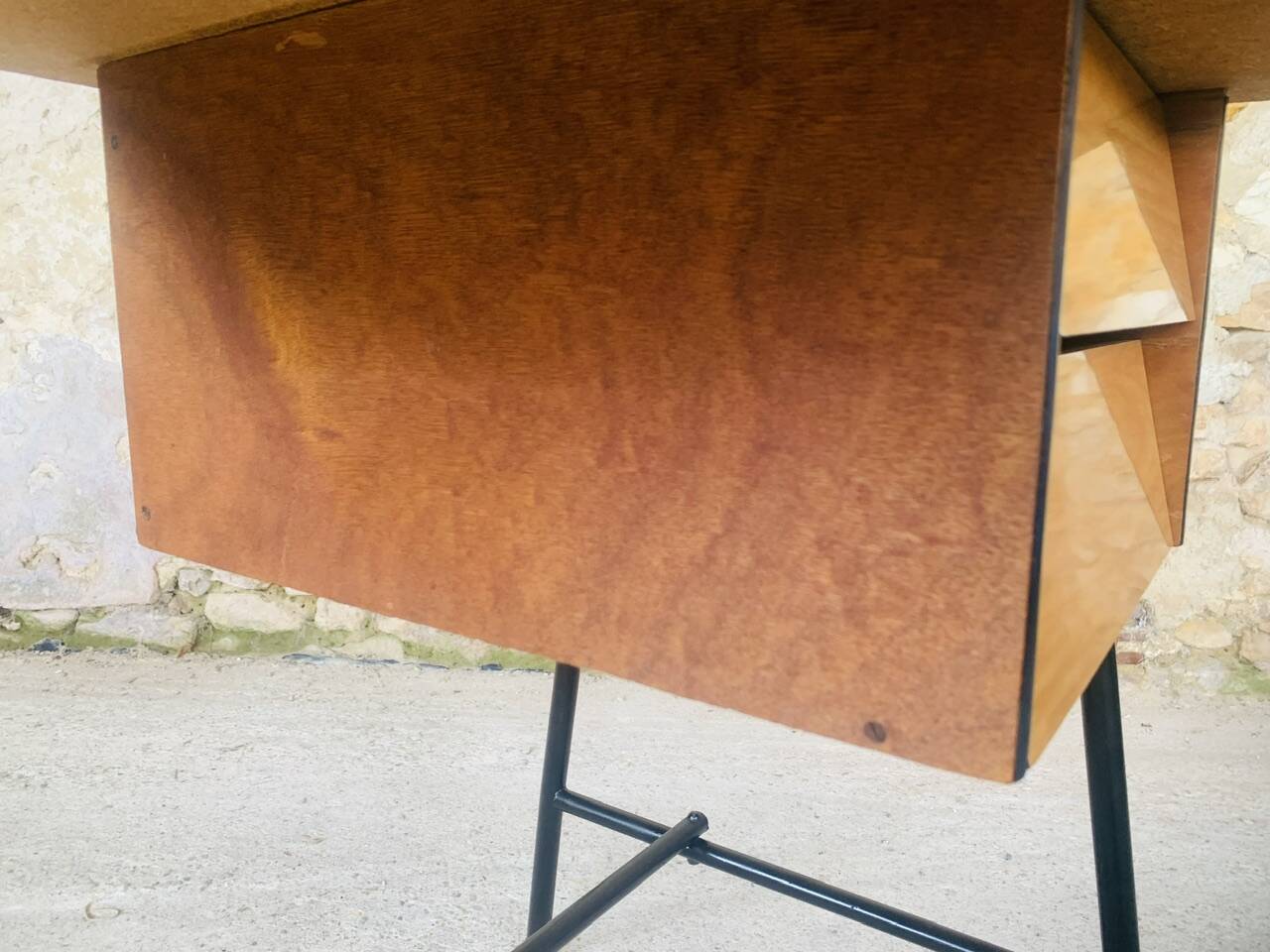 Vintage metal and formica desk with 2 drawers, circa 60's
