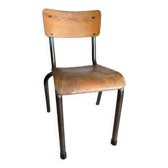 Ancienne chaise écolier enfant bois et métal